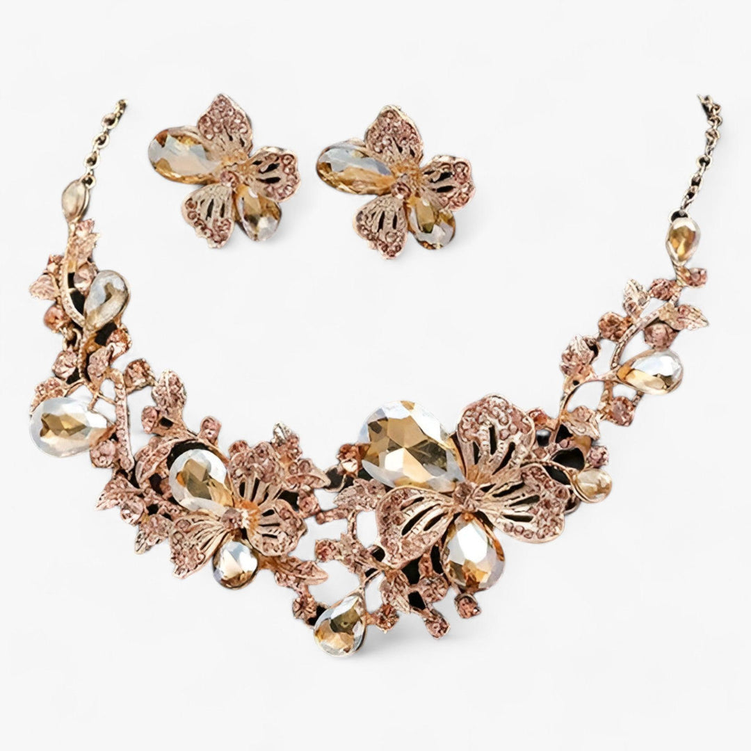 Bridal jewellery set with Enamel Flowers - Fleur-Mixed-Nora Luxe