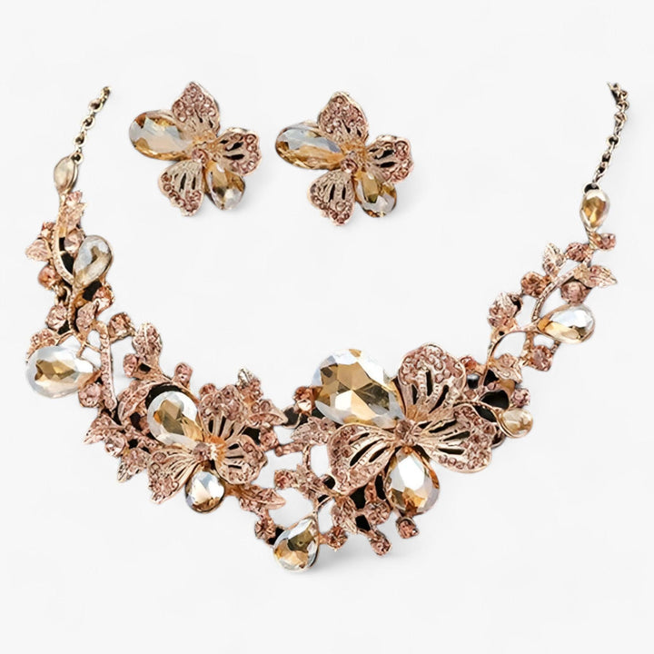 Bridal jewellery set with Enamel Flowers - Fleur-Mixed-Nora Luxe