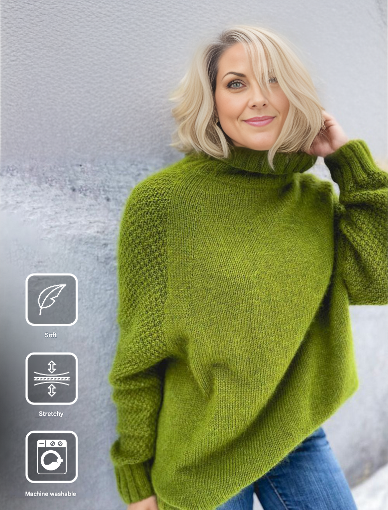 Bright Green, Oversized Knitted Turtleneck - HerbstGlanz-S (4-6)-Nora Luxe