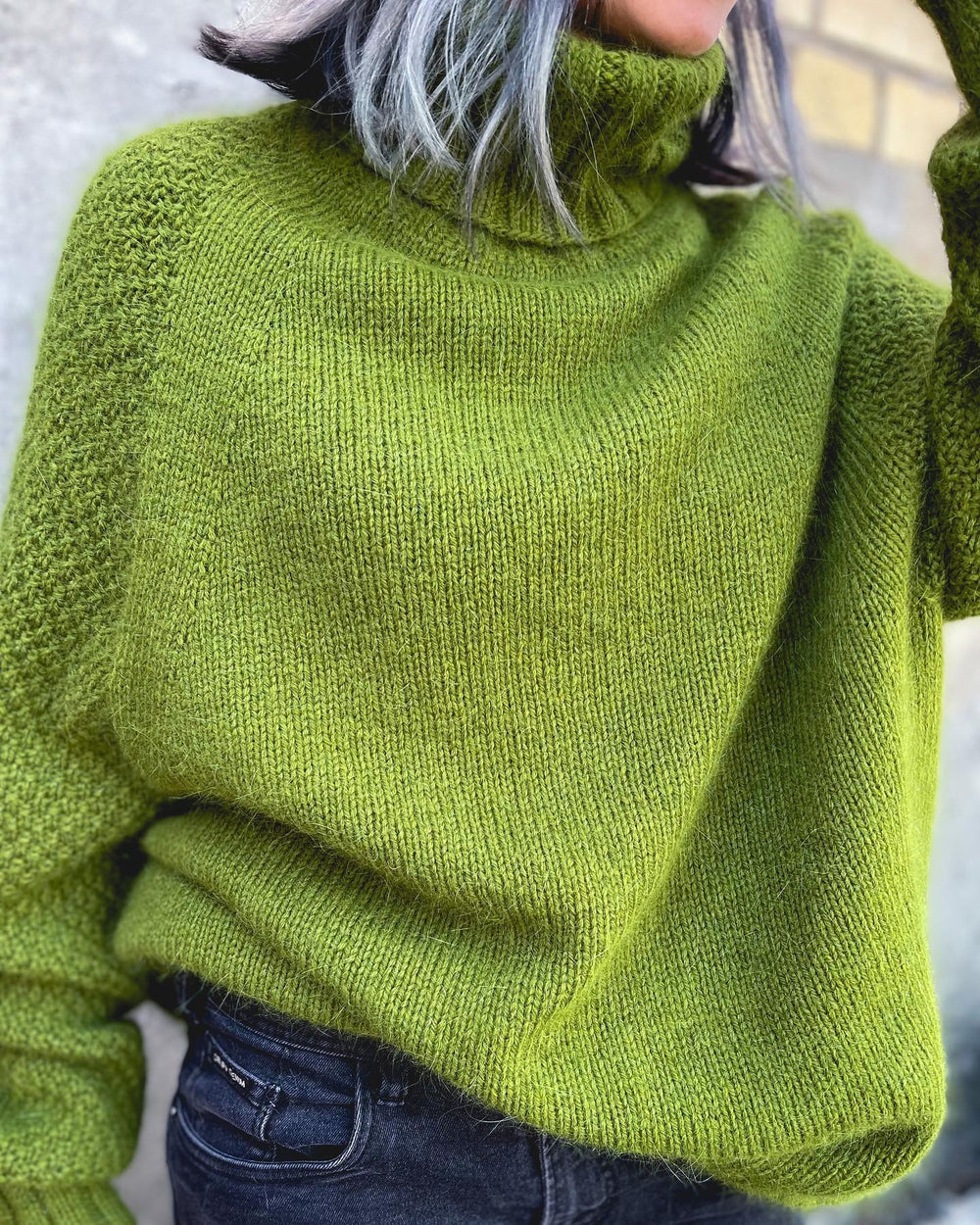 Bright Green, Oversized Knitted Turtleneck - HerbstGlanz-S (4-6)-Nora Luxe