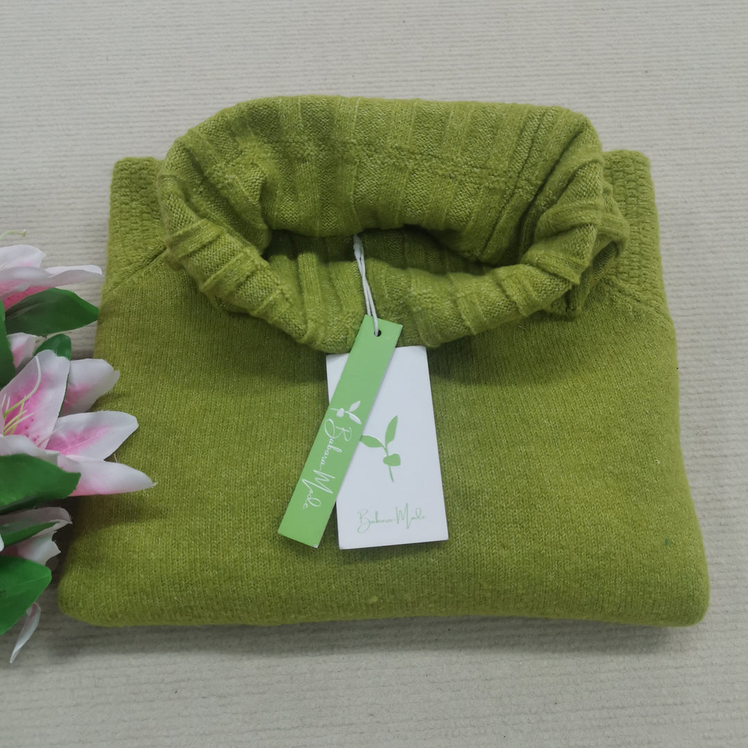 Bright Green, Oversized Knitted Turtleneck - HerbstGlanz-S (4-6)-Nora Luxe
