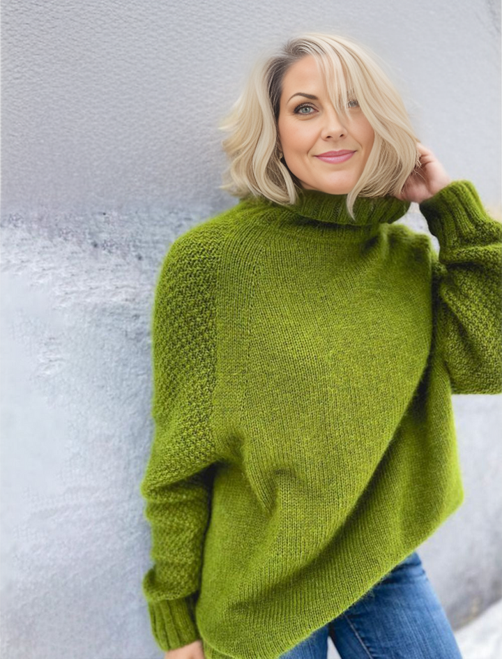 Bright Green, Oversized Knitted Turtleneck - HerbstGlanz-S (4-6)-Nora Luxe