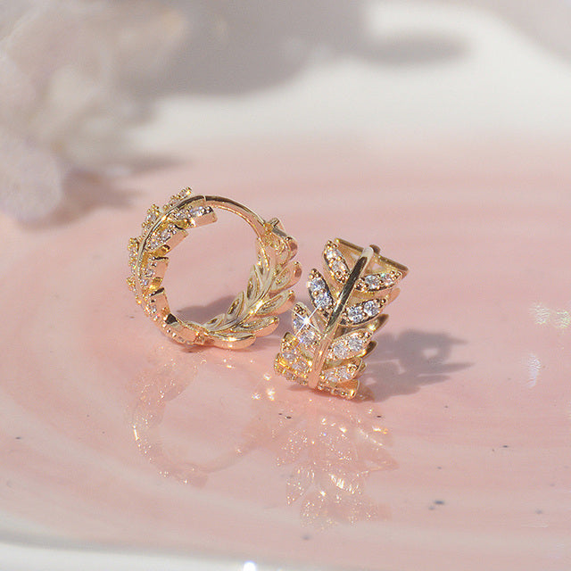 Brilliant Earrings | Dazzling Statement Jewellery-Leaves Gold-Nora Luxe