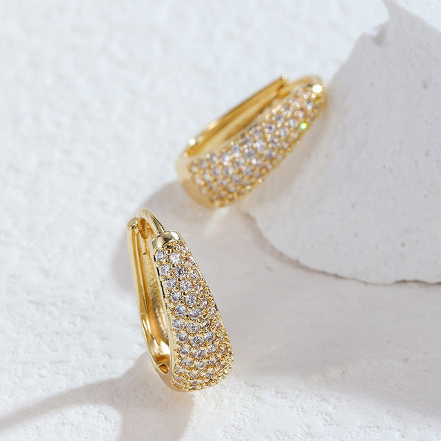 Brilliant Earrings | Dazzling Statement Jewellery-Rocky Crystallized Gold-Nora Luxe