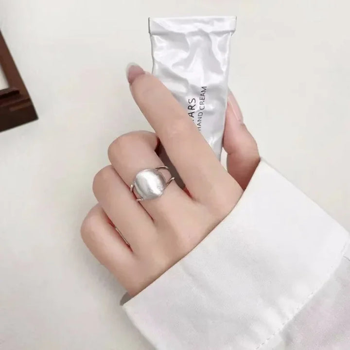 Brushed Silver Half Dome Ring - Lucienne-Nora Luxe