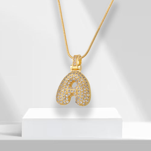 Bubble Letters Necklace with Pendant - LuxeLette-A-Nora Luxe
