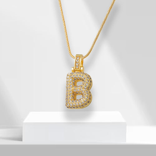 Bubble Letters Necklace with Pendant - LuxeLette-B-Nora Luxe