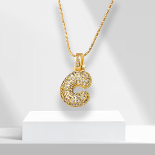 Bubble Letters Necklace with Pendant - LuxeLette-C-Nora Luxe