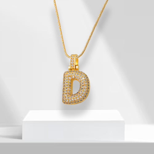 Bubble Letters Necklace with Pendant - LuxeLette-D-Nora Luxe