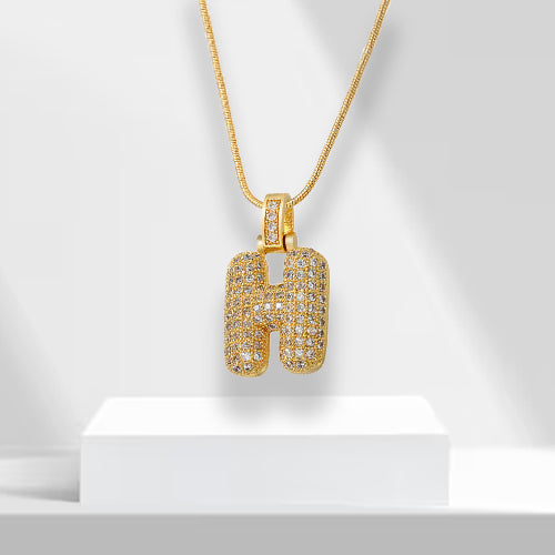Bubble Letters Necklace with Pendant - LuxeLette-H-Nora Luxe