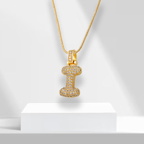 Bubble Letters Necklace with Pendant - LuxeLette-I-Nora Luxe