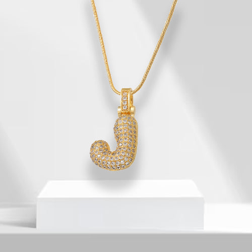 Bubble Letters Necklace with Pendant - LuxeLette-J-Nora Luxe
