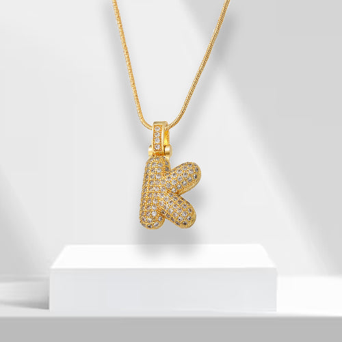 Bubble Letters Necklace with Pendant - LuxeLette-K-Nora Luxe
