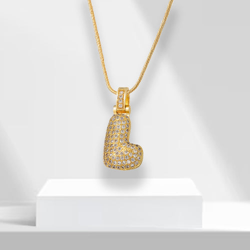 Bubble Letters Necklace with Pendant - LuxeLette-L-Nora Luxe