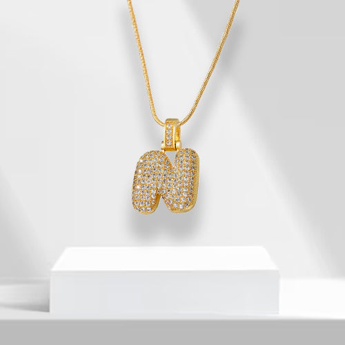 Bubble Letters Necklace with Pendant - LuxeLette-N-Nora Luxe