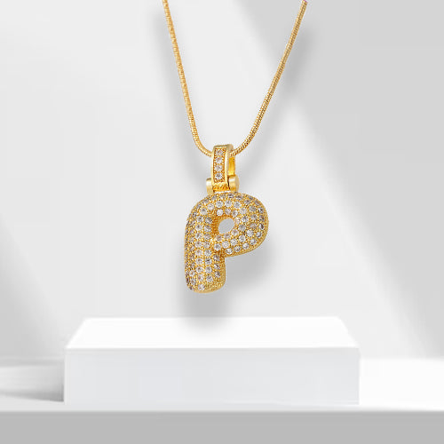 Bubble Letters Necklace with Pendant - LuxeLette-P-Nora Luxe
