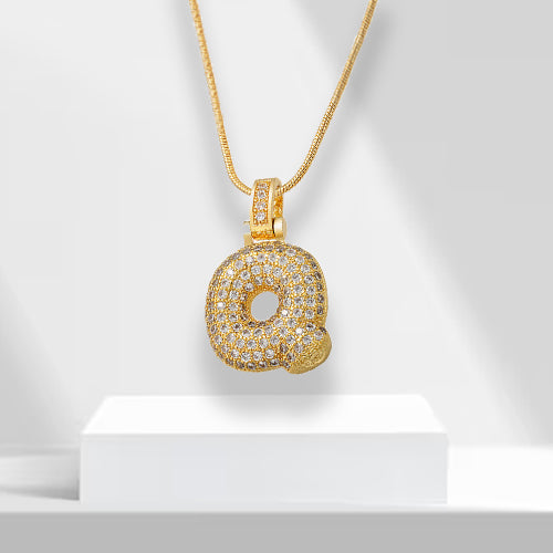 Bubble Letters Necklace with Pendant - LuxeLette-Q-Nora Luxe