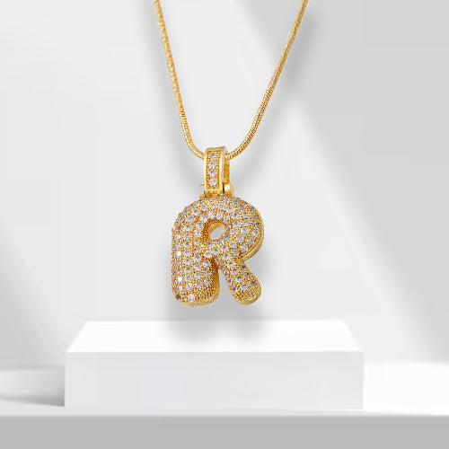 Bubble Letters Necklace with Pendant - LuxeLette-R-Nora Luxe