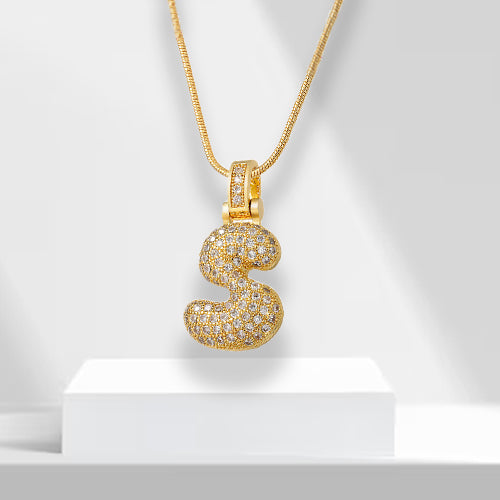 Bubble Letters Necklace with Pendant - LuxeLette-S-Nora Luxe