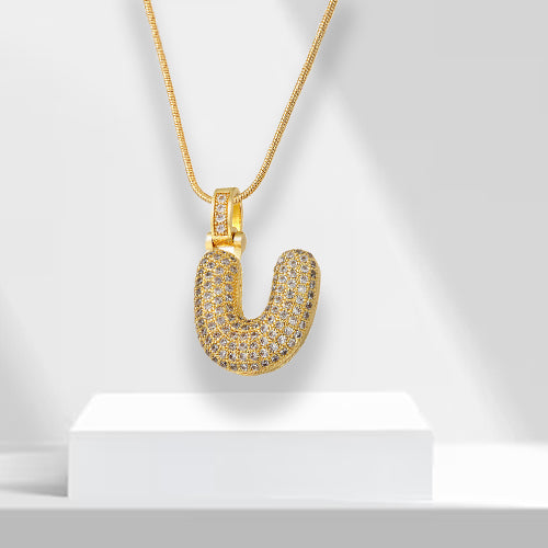 Bubble Letters Necklace with Pendant - LuxeLette-U-Nora Luxe