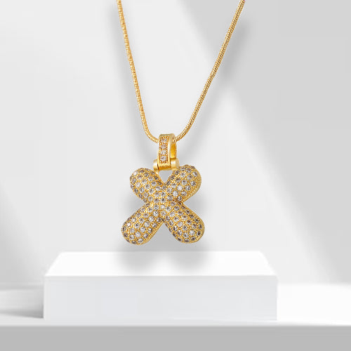Bubble Letters Necklace with Pendant - LuxeLette-X-Nora Luxe
