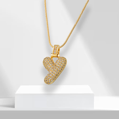 Bubble Letters Necklace with Pendant - LuxeLette-Y-Nora Luxe