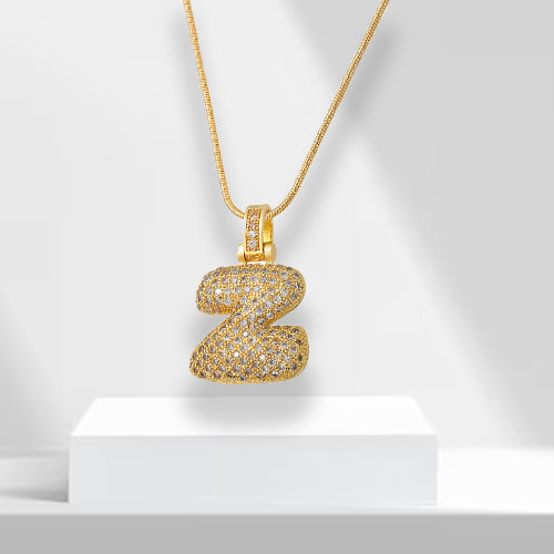 Bubble Letters Necklace with Pendant - LuxeLette-Z-Nora Luxe