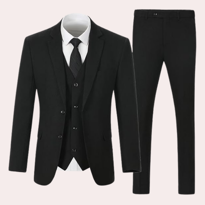 Business Stylish Three-Piece Suit for Men - Dorian-Black-S-Nora Luxe