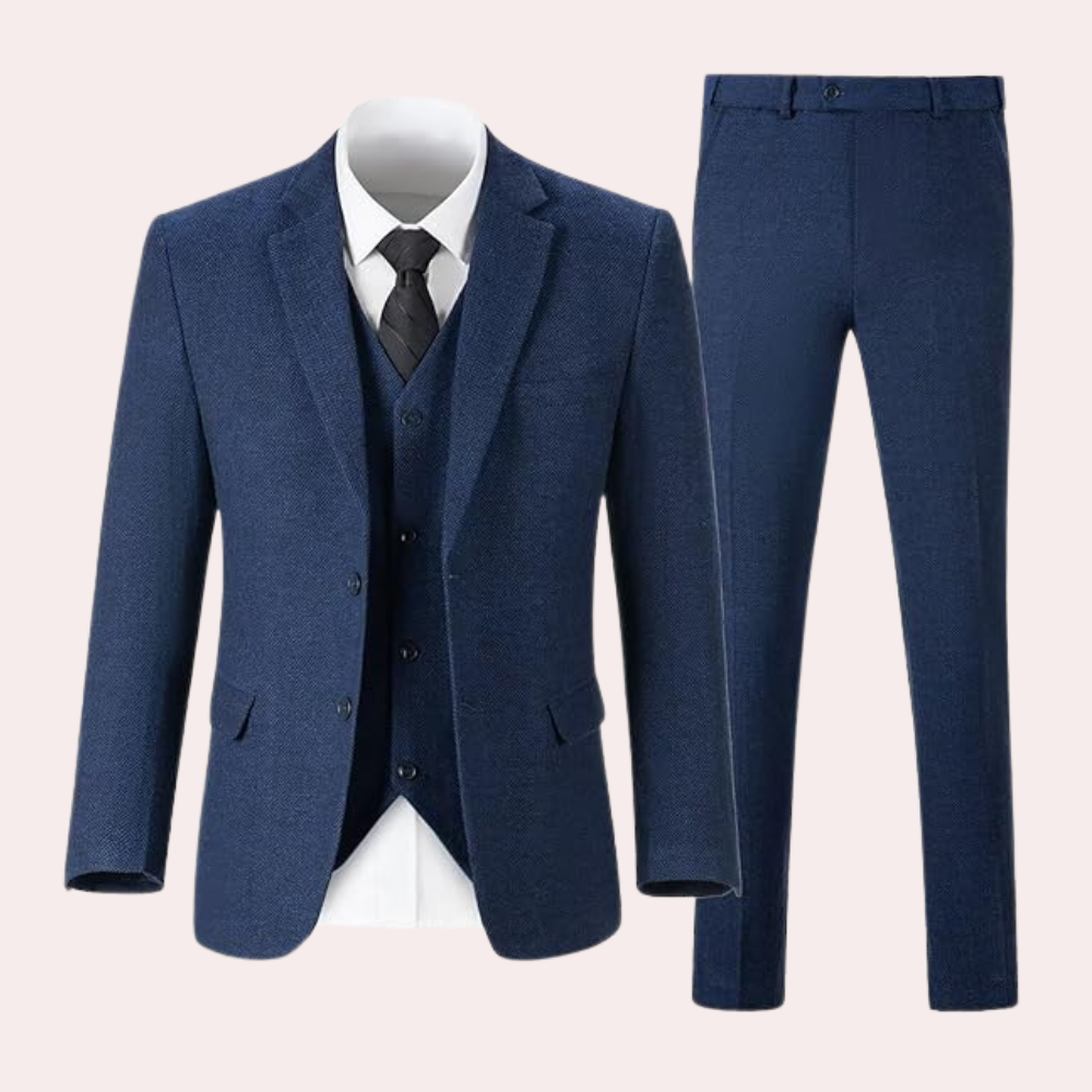 Business Stylish Three-Piece Suit for Men - Dorian-Blue-S-Nora Luxe