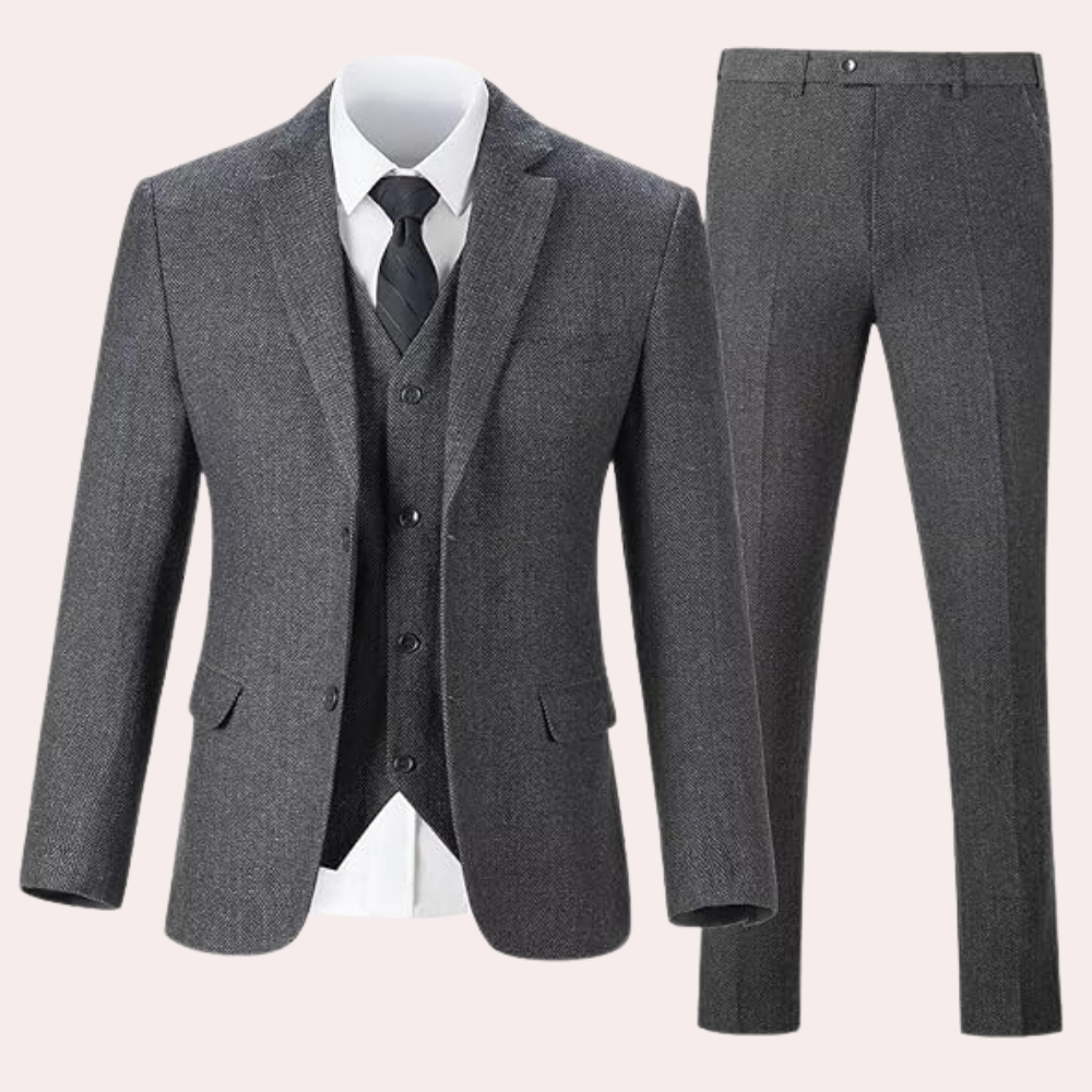 Business Stylish Three-Piece Suit for Men - Dorian-Dark gray-S-Nora Luxe