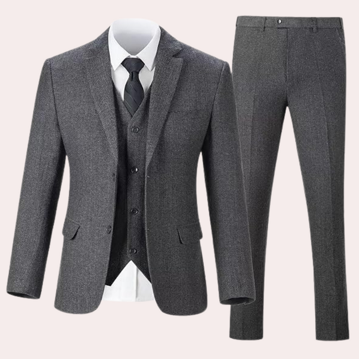 Business Stylish Three-Piece Suit for Men - Dorian-Dark gray-S-Nora Luxe