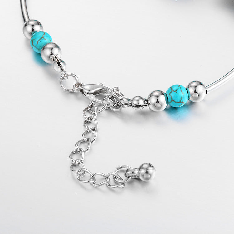BUTTERFLY AND TURQUOISE BEAD BRACELET-Nora Luxe
