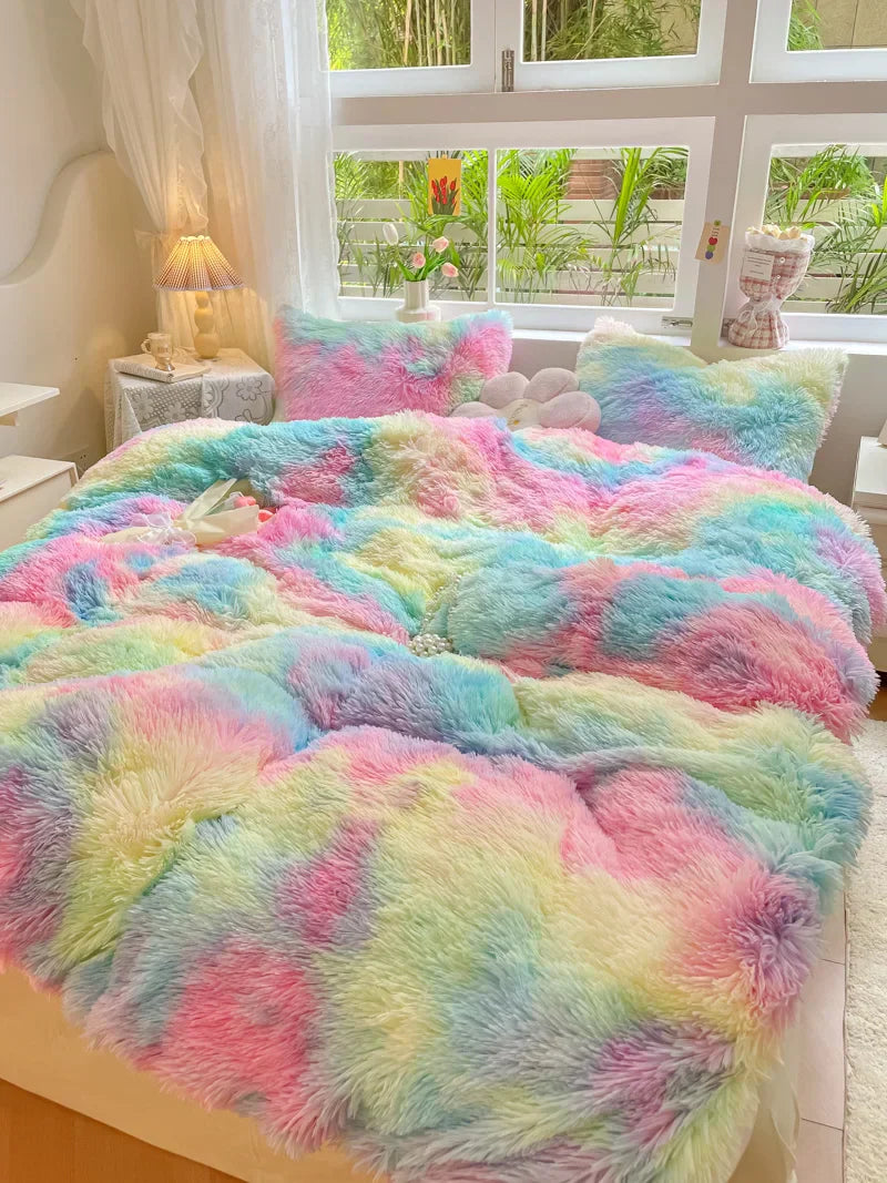Candy-Colored Soft Duvet Cover - FluffCandy-Dark Gray-59.06 inches bed-Nora Luxe