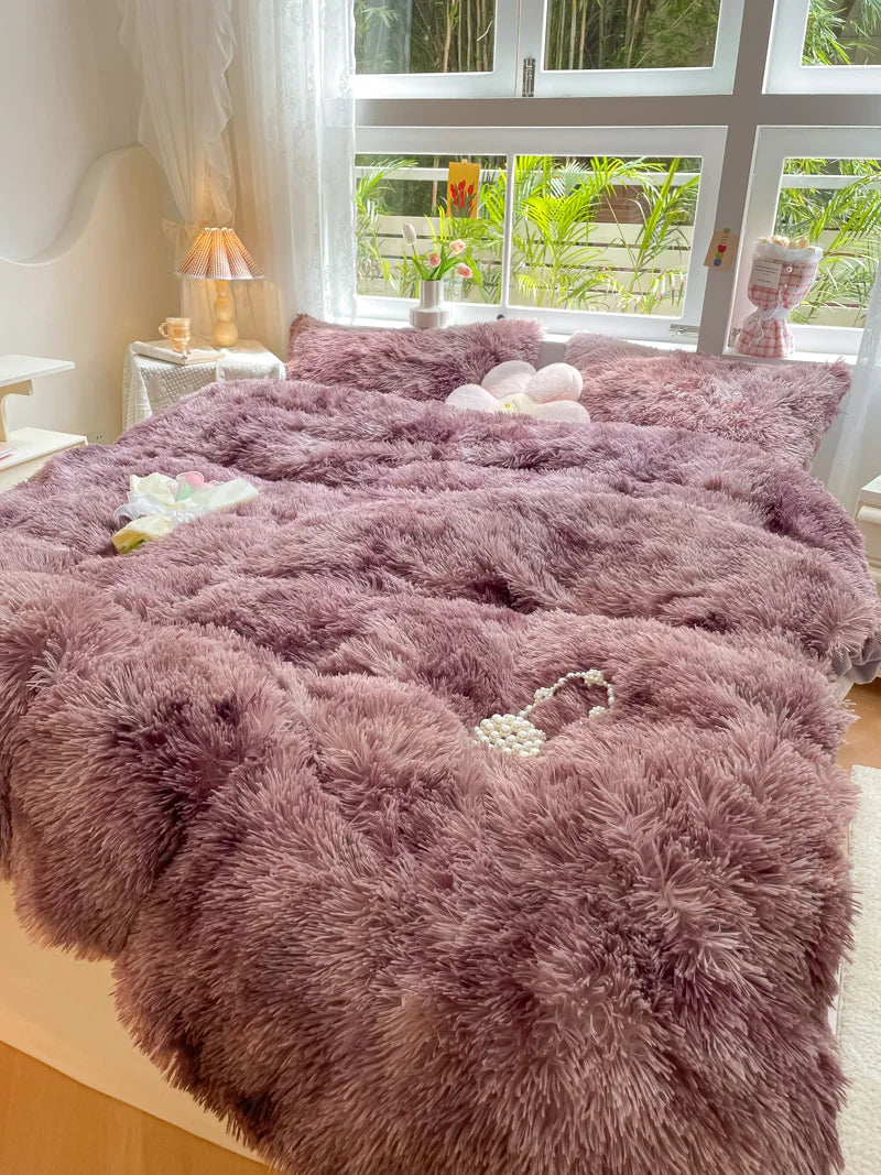 Candy-Colored Soft Duvet Cover - FluffCandy-Dark Gray-59.06 inches bed-Nora Luxe