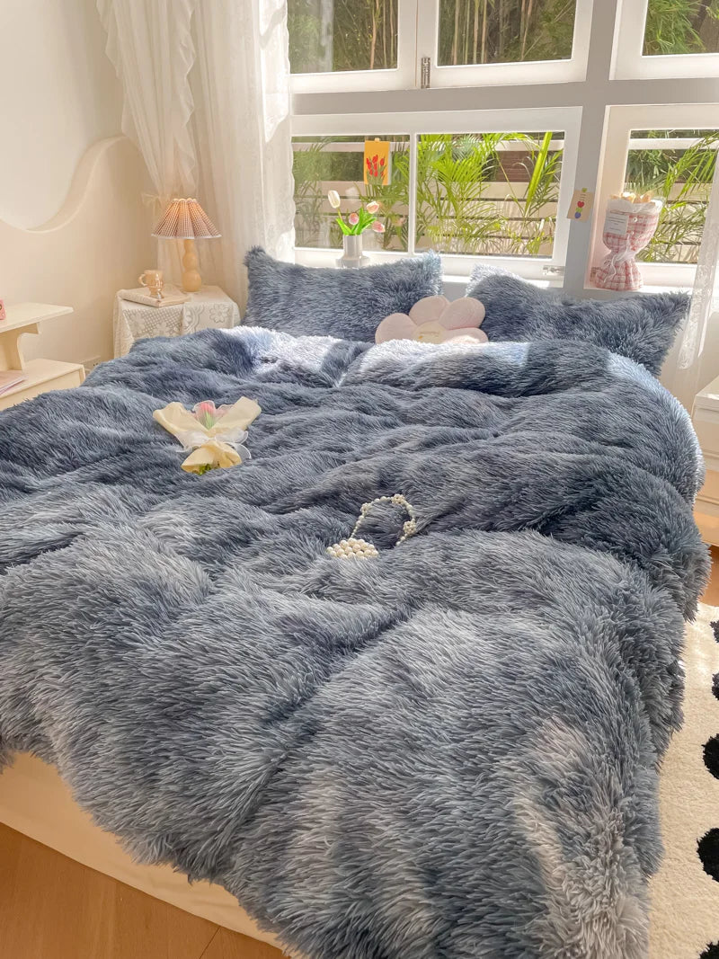 Candy-Colored Soft Duvet Cover - FluffCandy-Dark Gray-59.06 inches bed-Nora Luxe