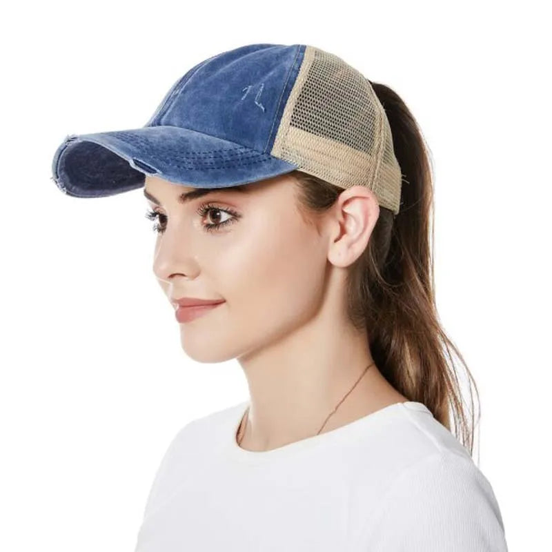Cap with braid opening & mesh design – buy 1, get 1 free – Liora-Blue-Nora Luxe