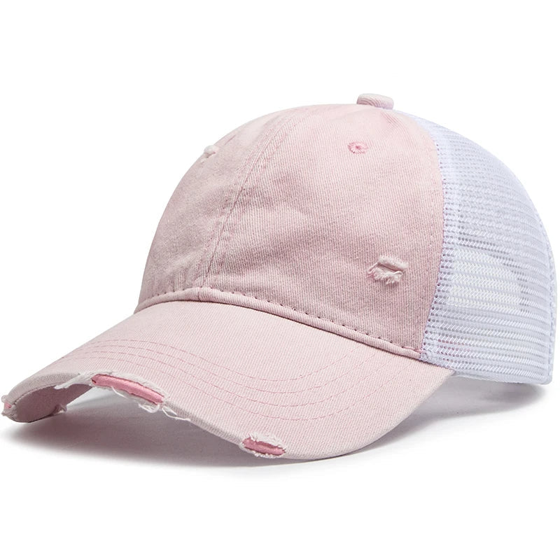 Cap with braid opening & mesh design – buy 1, get 1 free – Liora-Light Pink-Nora Luxe