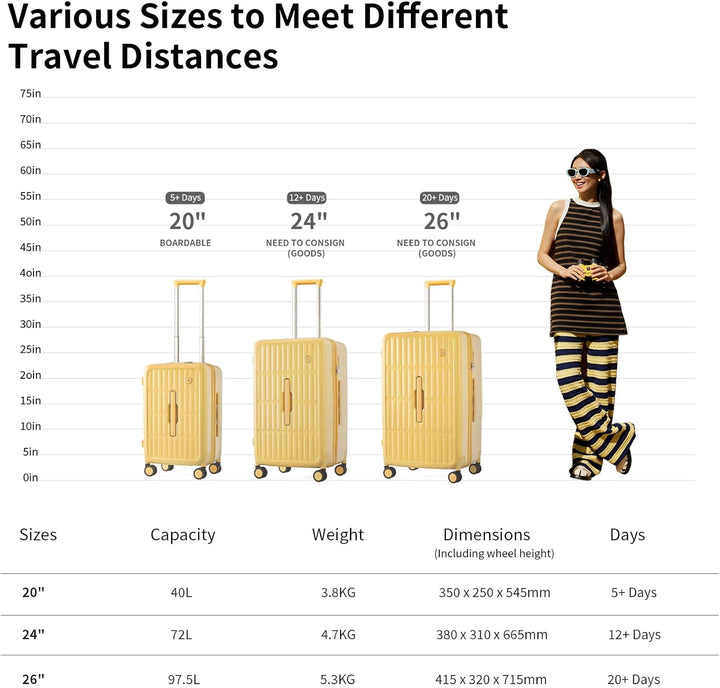 Large Hard-Shell Checked Suitcase with 8 Spinner Wheels