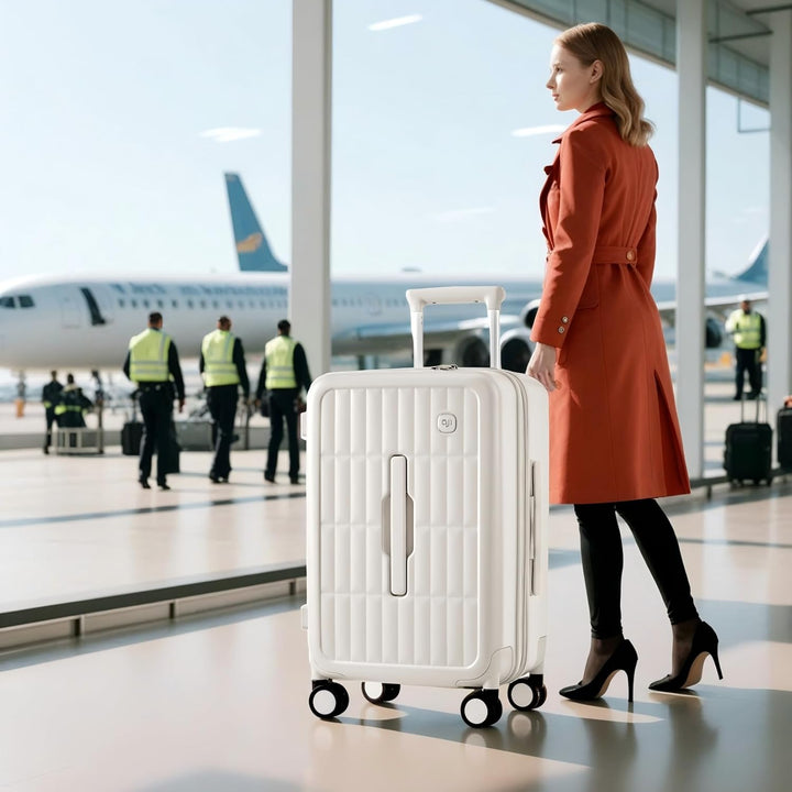 Large Hard-Shell Checked Suitcase with 8 Spinner Wheels
