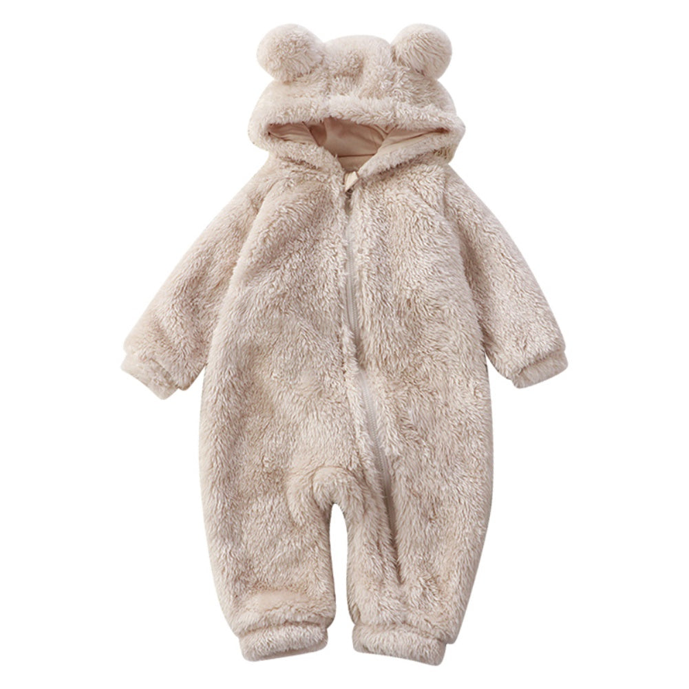 Cartoon Bear Winter Baby Onesie-Beige-66 (0-6 Months)-Nora Luxe