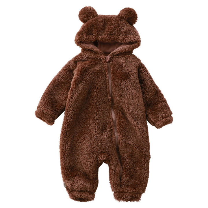 Cartoon Bear Winter Baby Onesie-Brown-66 (0-6 Months)-Nora Luxe