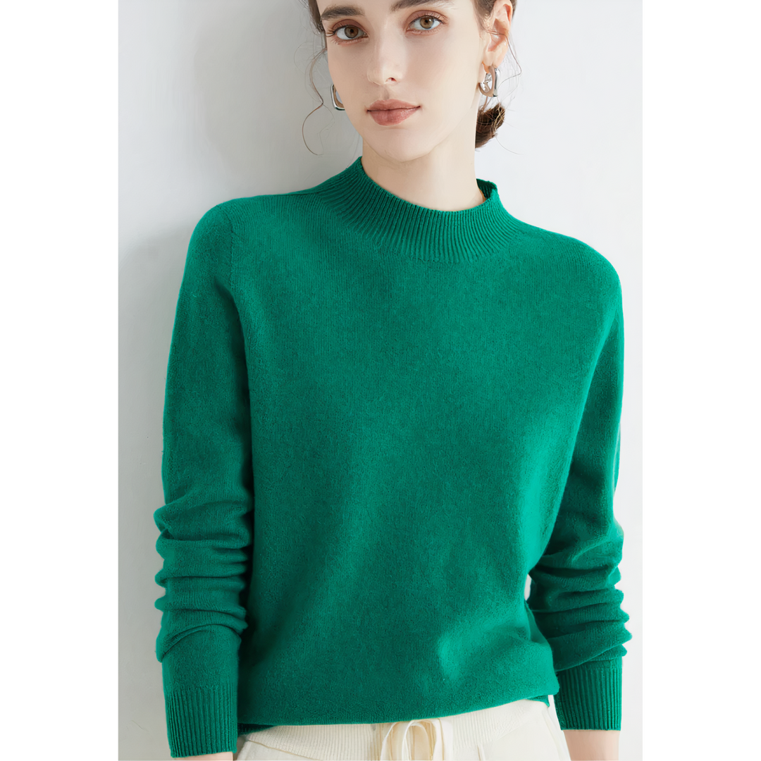 Cashmere Knitted Sweater - Amara-Green-S-Nora Luxe