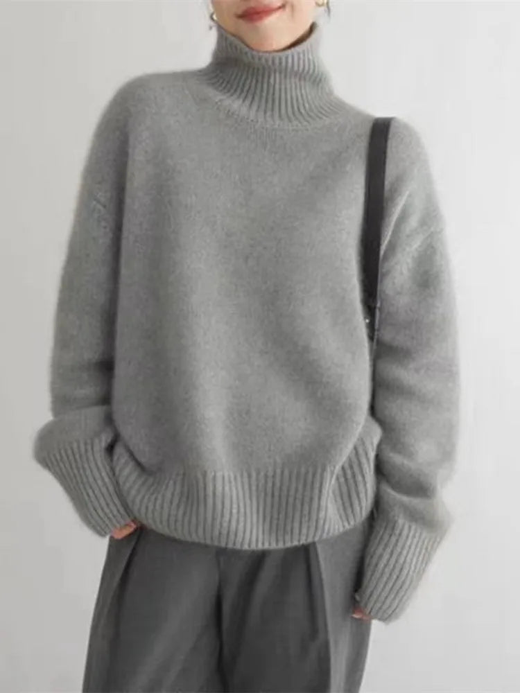 Cashmere Ladies' Turtleneck - Elise-Beige-S-Nora Luxe