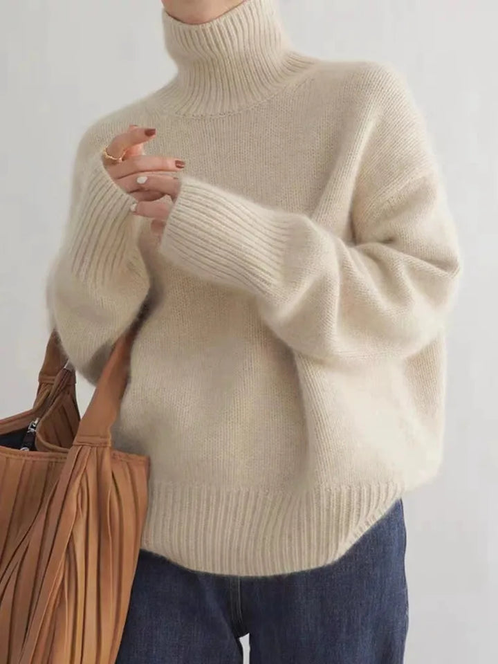 Cashmere Ladies' Turtleneck - Elise-Beige-S-Nora Luxe