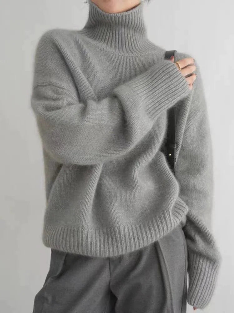 Cashmere Ladies' Turtleneck - Elise-Gray-S-Nora Luxe