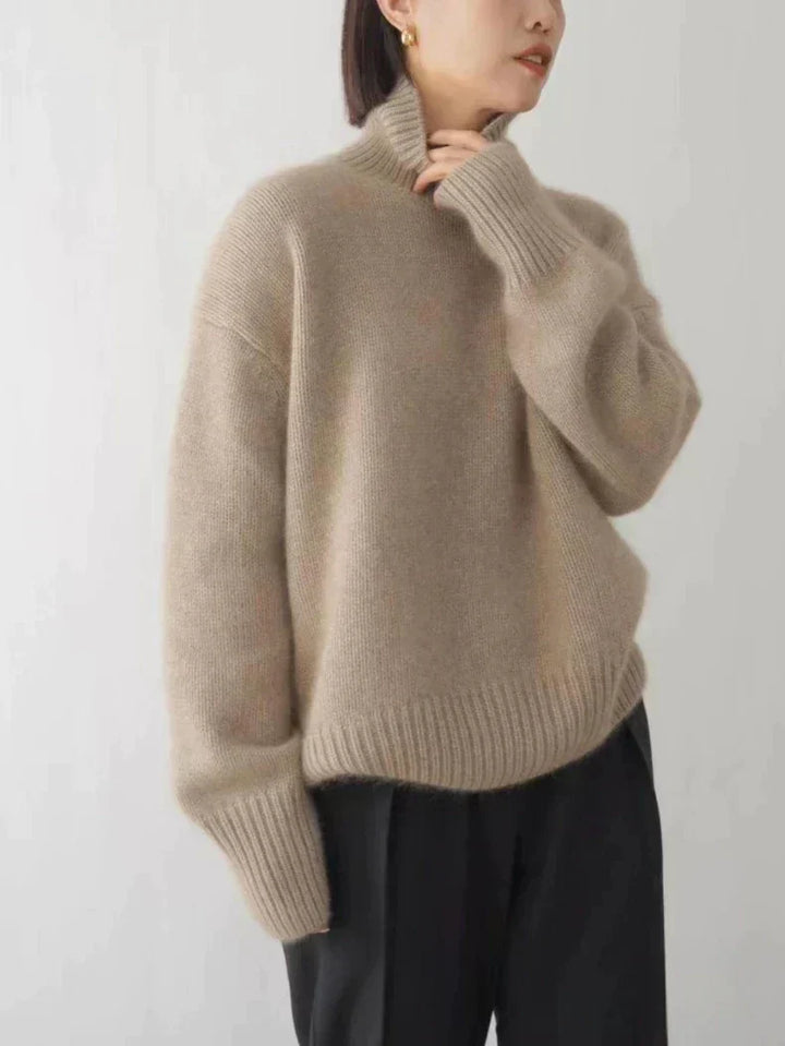 Cashmere Ladies' Turtleneck - Elise-Khaki-S-Nora Luxe