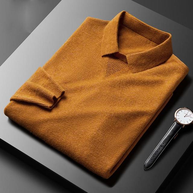 Cashmere Polo Sweater - LuxeRetro-Orange-S-Nora Luxe