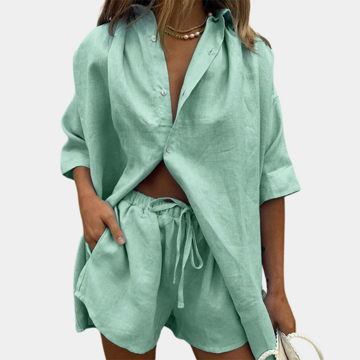 Casual 2-piece Summer Set for Women - Fiora-Green-XS-Nora Luxe
