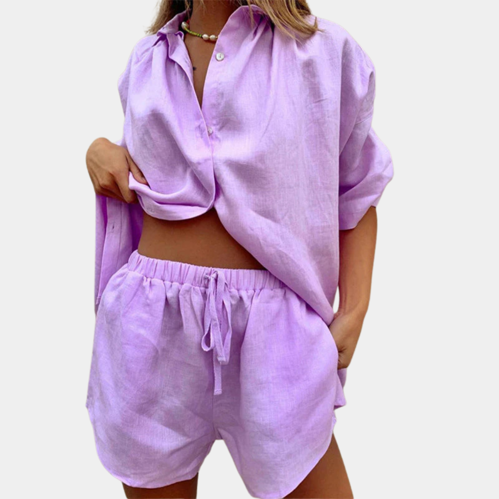 Casual 2-piece Summer Set for Women - Fiora-Purple-XS-Nora Luxe