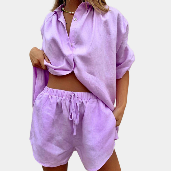 Casual 2-piece Summer Set for Women - Fiora-Purple-XS-Nora Luxe